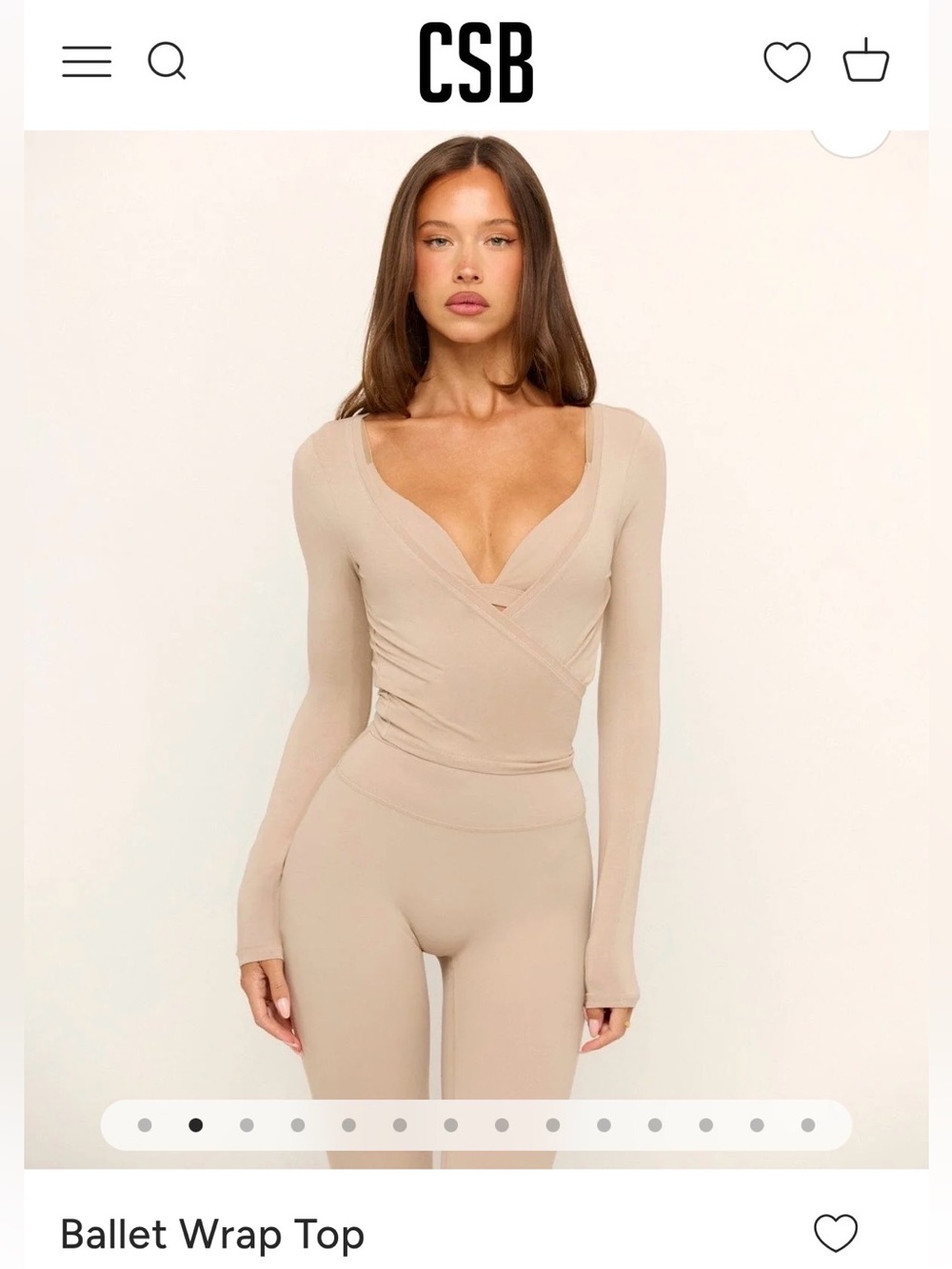 CSB Long-Sleeve Ballet Wrap Crop Top in Fawn